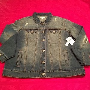 Abound Punk Wash Disstress Denim Jacket Sz L